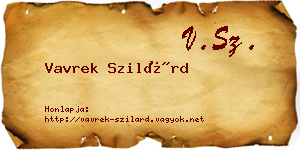 Vavrek Szilárd névjegykártya